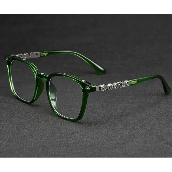 Chrome Hearts Optical Glasses Green Acetate with Silver Skull Accents - 1
