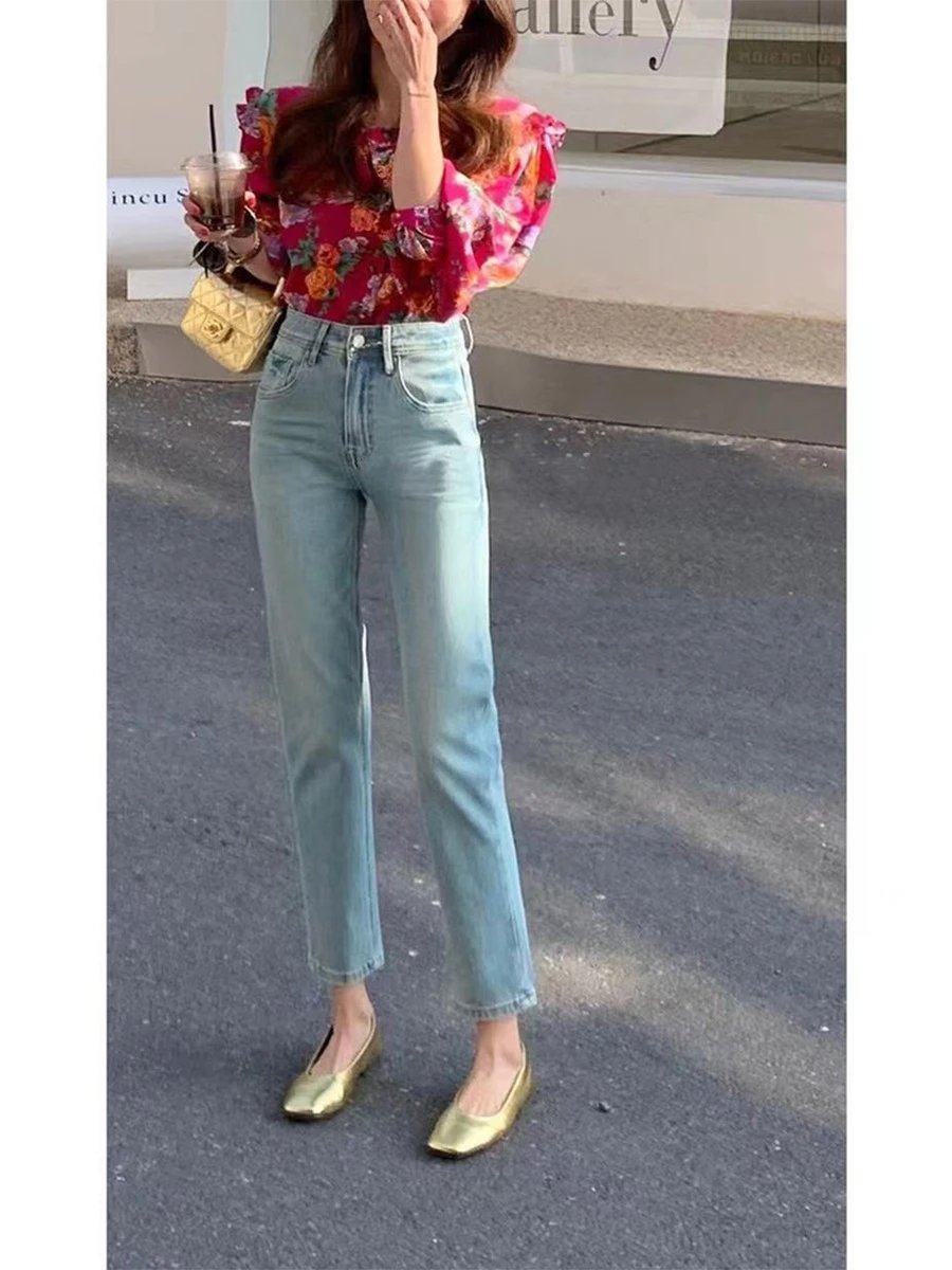 Chanel Tweed Jacket with Pearl Trim, Black Straight-Leg Jeans, and Hogan Loafers - 2