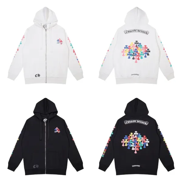 Chrome Hearts Triple Cross Zip-Up Hoodie Black - 10