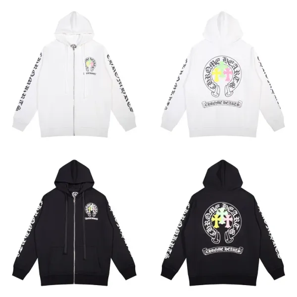 Chrome Hearts Triple Cross Zip-Up Hoodie Black - 12