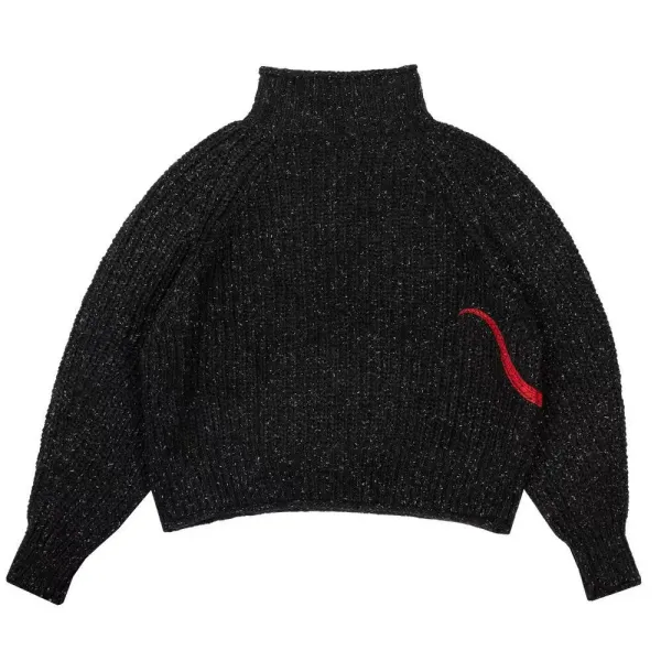 Design Snake Embroidered Turtleneck Sweater Black - 3