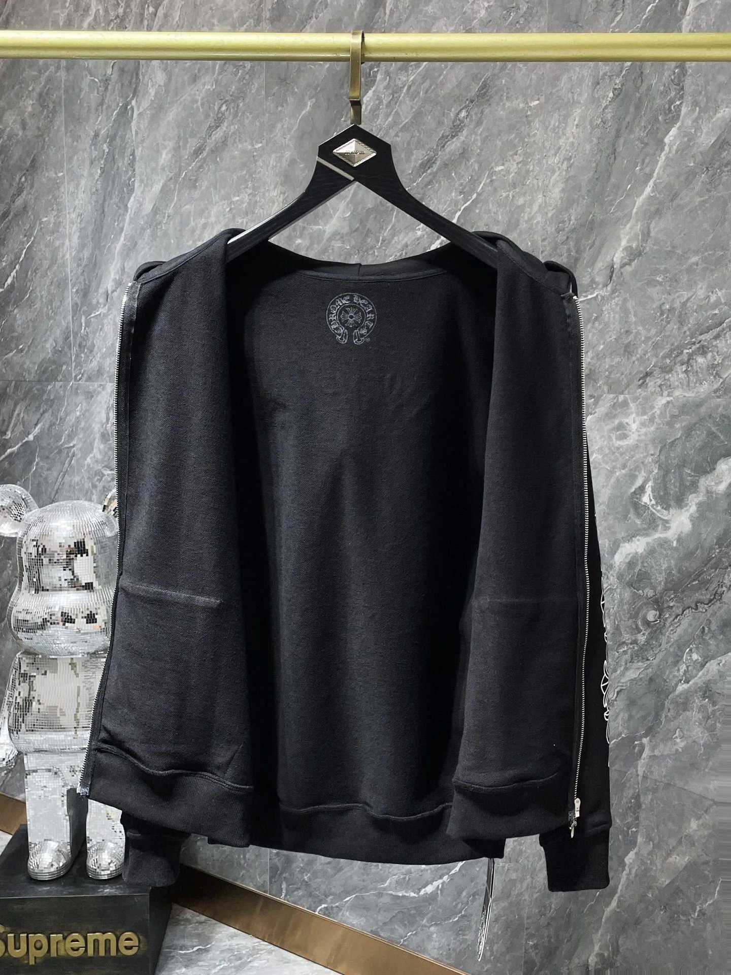 Chrome Hearts Floral Sleeve Zip-Up Hoodie White - 18