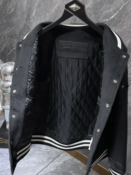 Chrome Hearts Varsity Jacket Black with Cross Embroidery and Silver Studs - 14