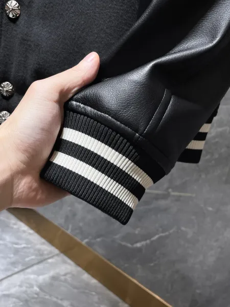 Chrome Hearts Varsity Jacket Black with Cross Embroidery and Silver Studs - 20