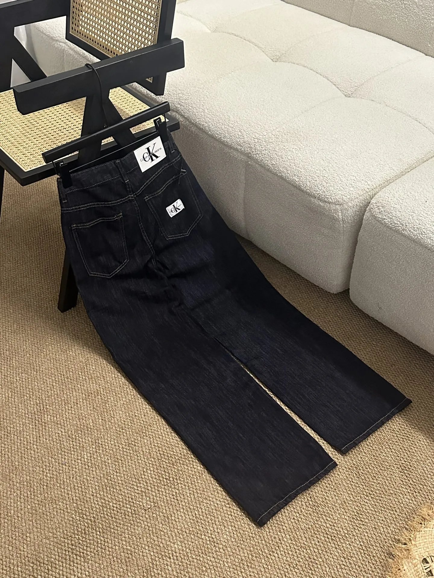 Calvin Klein Jeans Logo-Tab Wide-Leg Denim Jeans in Dark Wash - 12