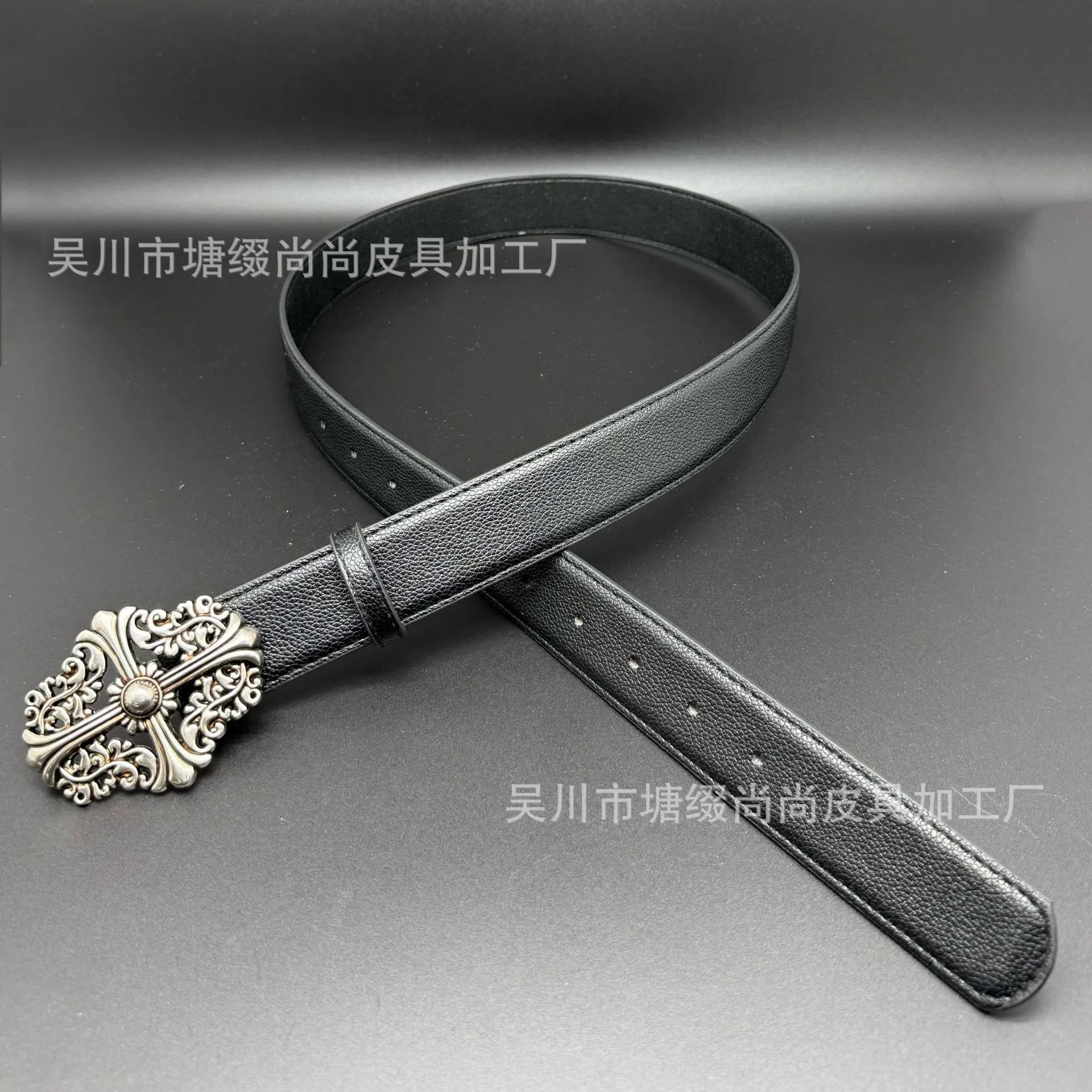 Chrome Hearts Logo Buckle Leather Belt Black - 10