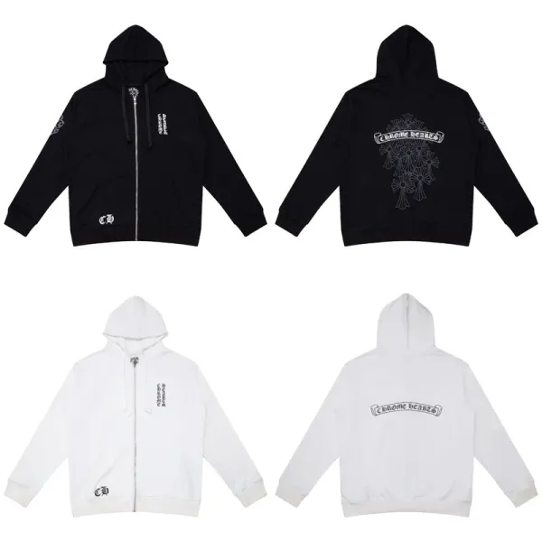 Chrome Hearts Triple Cross Zip-Up Hoodie Black - 8