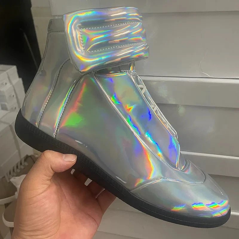 Maison Margiela Tabi Glitter Silver High-Top Sneakers - 14