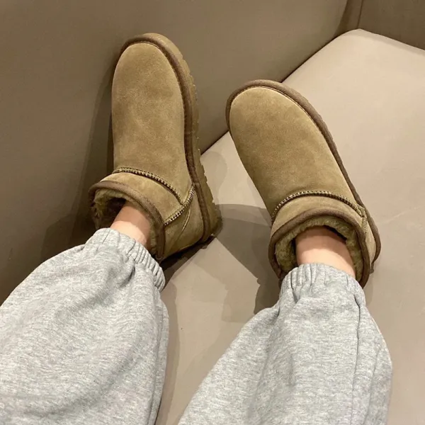 UGG Classic Mini II Shearling-Lined Suede Boots Beige Snow Boots - 1