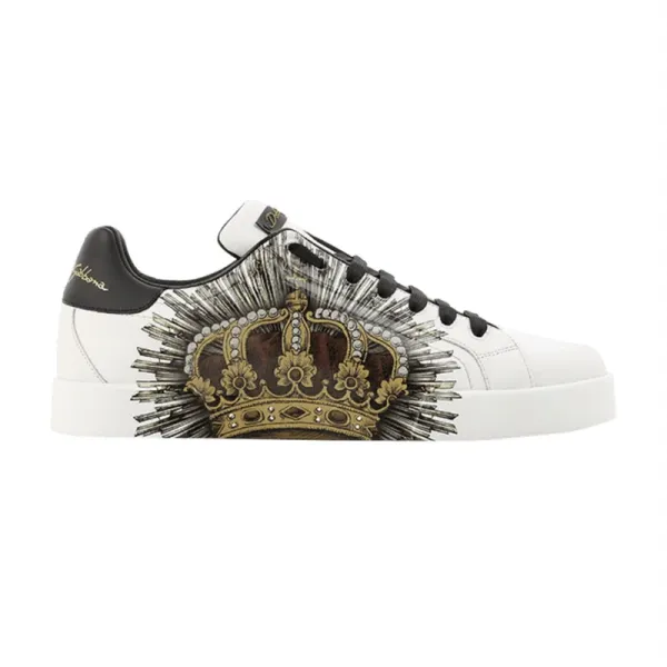 Dolce & Gabbana Crown Print Leather Sneakers - 1