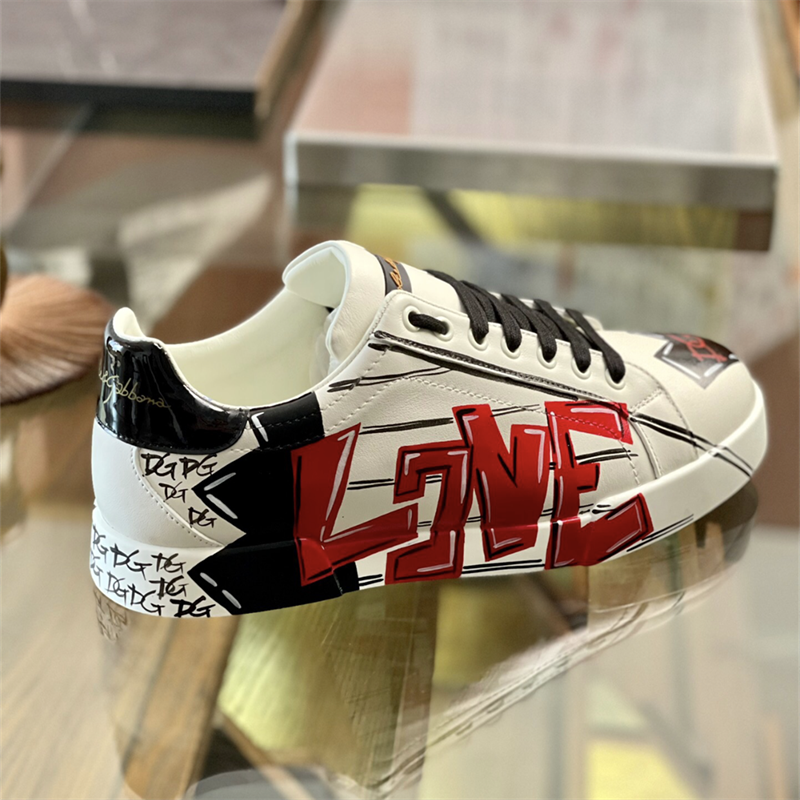 Dolce & Gabbana Love Print Leather Sneakers White - 16