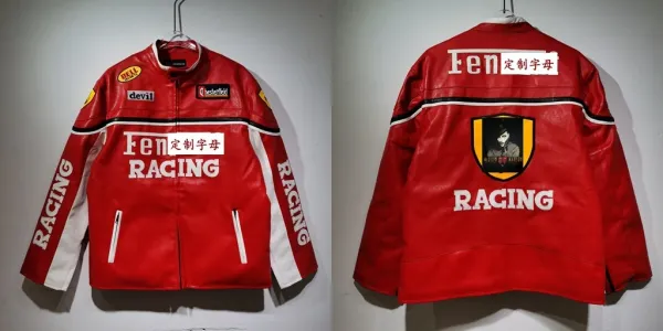 Design Custom Racing Leather Jacket Red Leather Jacket - 1