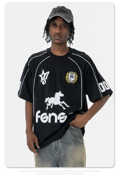 Design Fonse Horse Logo Black Sporty Jersey - 10