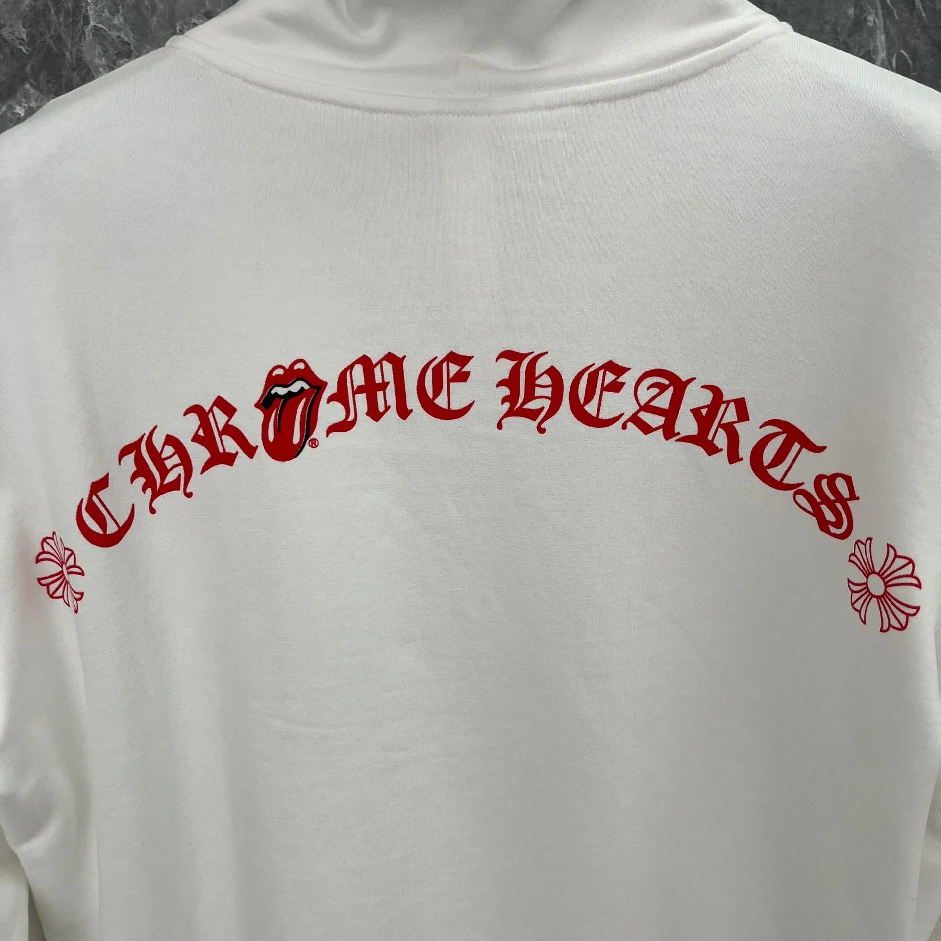 Chrome Hearts x The Rolling Stones Logo Hoodie White - 12