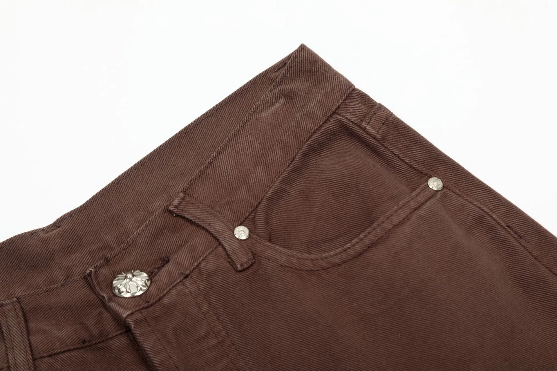 Chrome Hearts Cross Patch Brown Straight-Leg Jeans - 8