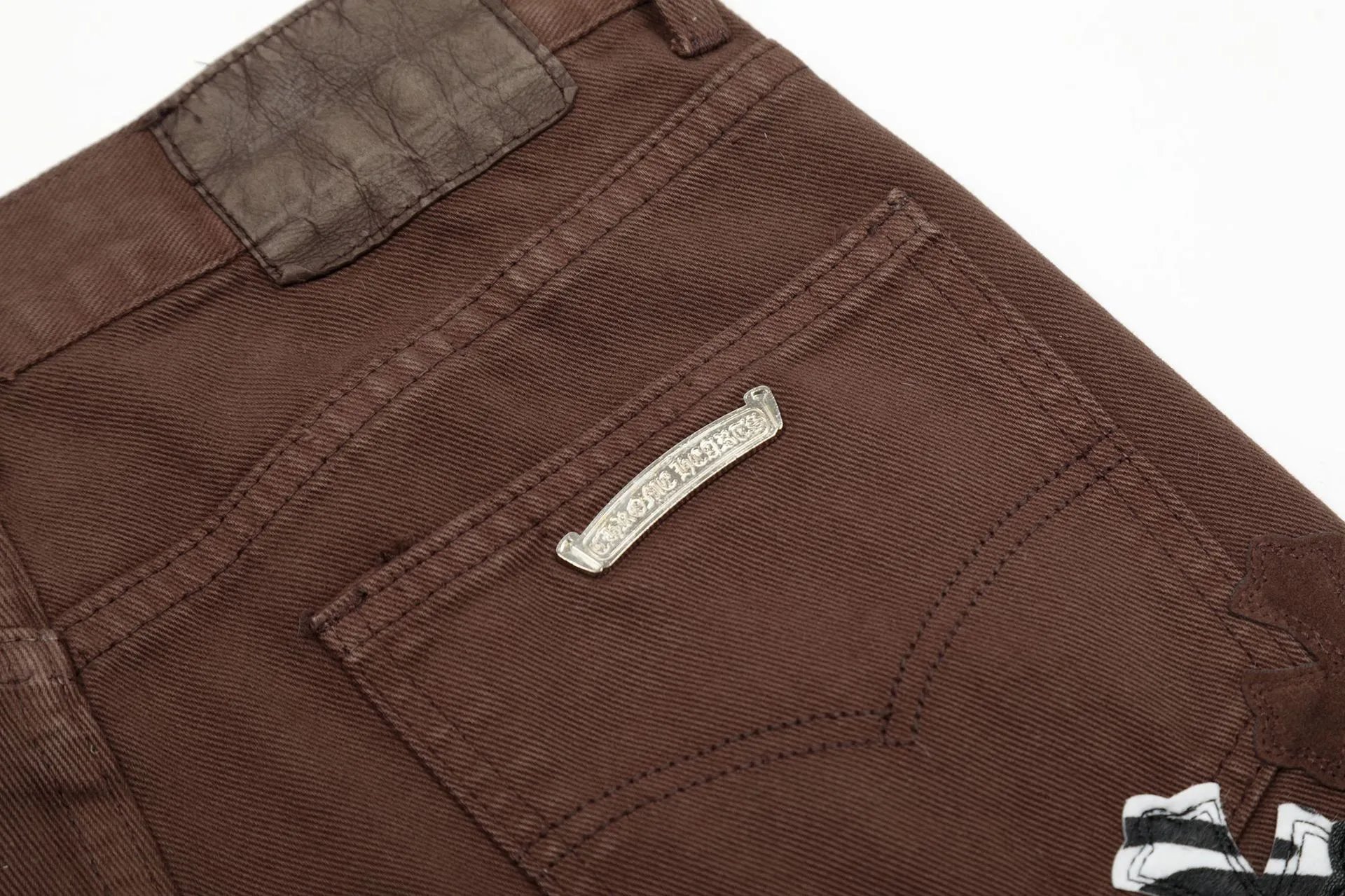 Chrome Hearts Cross Patch Brown Straight-Leg Jeans - 16