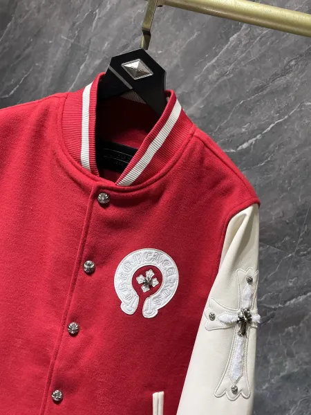 Chrome Hearts Varsity Jacket Black with Cross Embroidery and Silver Studs - 6