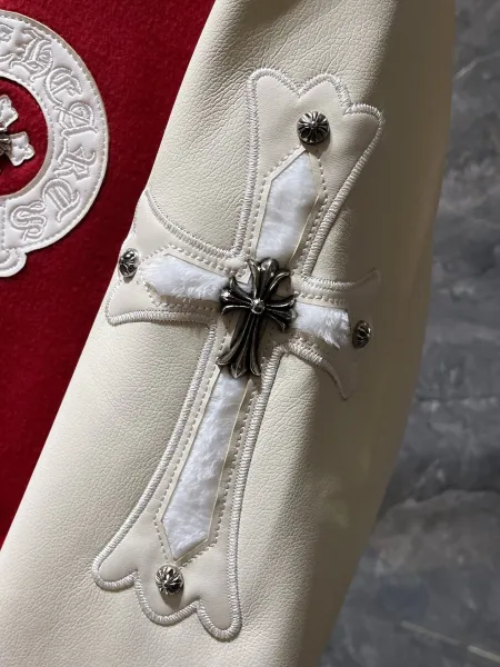Chrome Hearts Varsity Jacket Black with Cross Embroidery and Silver Studs - 10