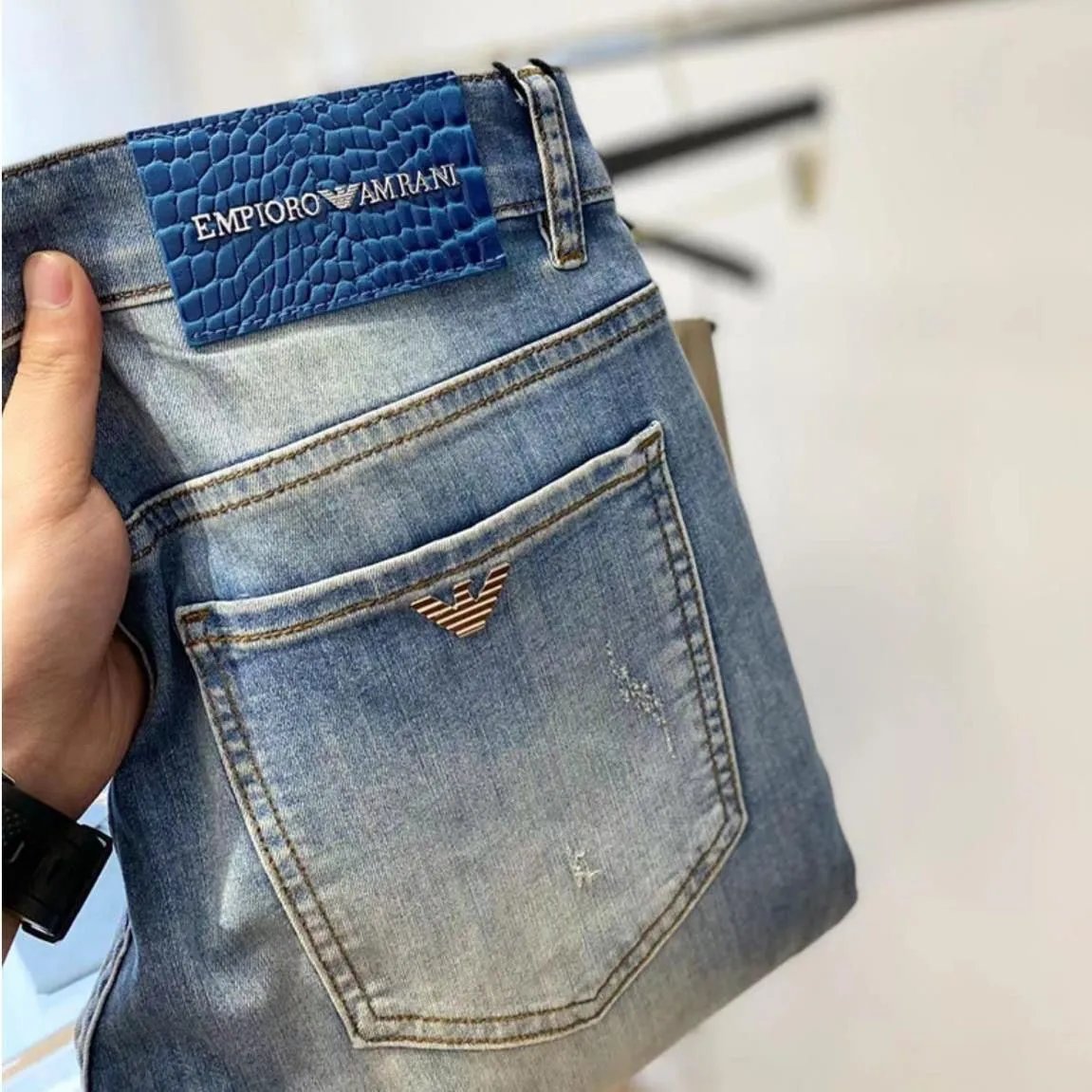 Emporio Armani Distressed Blue Jeans