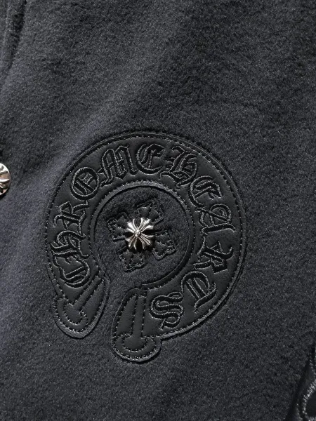 Chrome Hearts Varsity Jacket Black with Cross Embroidery and Silver Studs - 18