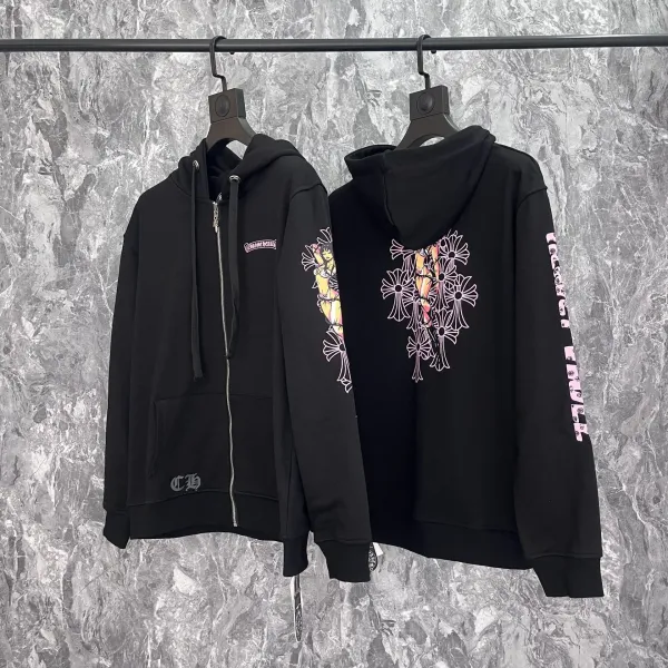 Chrome Hearts Triple Cross Zip-Up Hoodie Black - 20