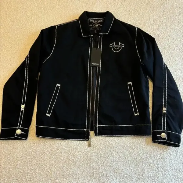 Design True Religion x Six PM Grid Logo Jacket Black Outerwear - 2