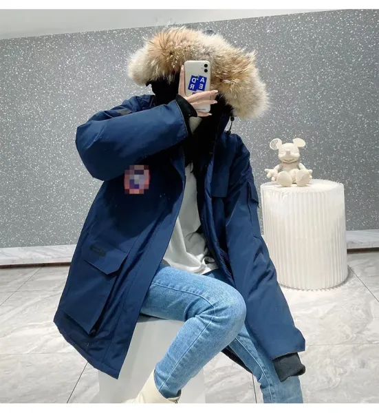 Canada Goose Parka Sky Blue with Real Wolf Fur Trim Hood Down Jacket - 24