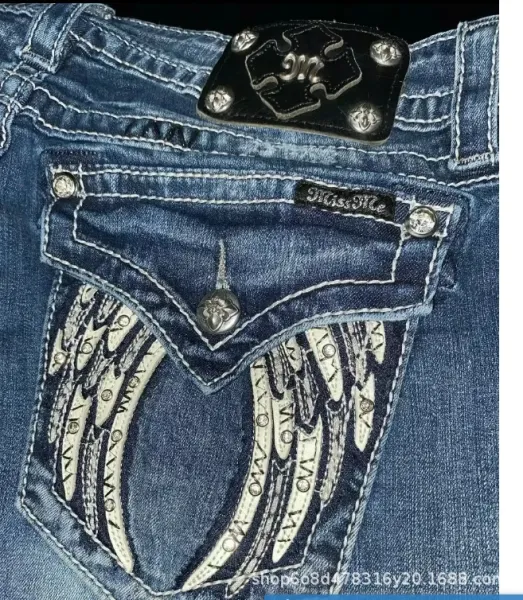 Design Mugler x True Religion Wing Embroidered Denim Jeans - 6