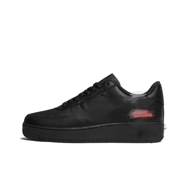 Nike Air Force 1 Low Black Red Swoosh Sneakers - 1