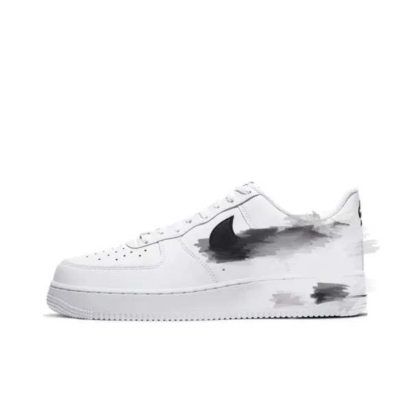 Nike Air Force 1 Low White with Abstract Black Stroke Print Sneakers - 1