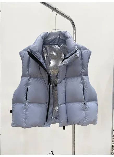 Moncler Genius Down Jacket in Periwinkle Blue with Puffer Design and Detachable Hood - 19