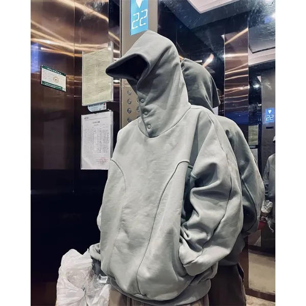 Design Oversized Hooded Sweatshirt Gray Hoodie - 1