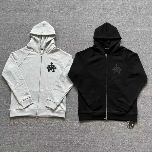 Chrome Hearts Triple Cross Zip-Up Hoodie Black - 24