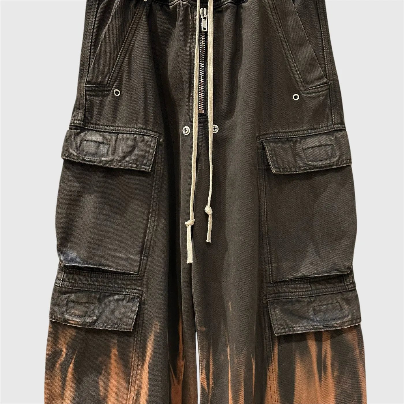 Rick Owens DRKSHDW Cargo Pants Black Burnout Dip-Dye - 7