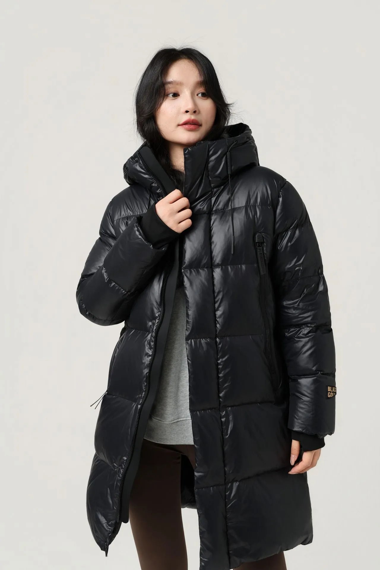 Moncler Genius Down Jacket Black Glossy Long Parka - 10