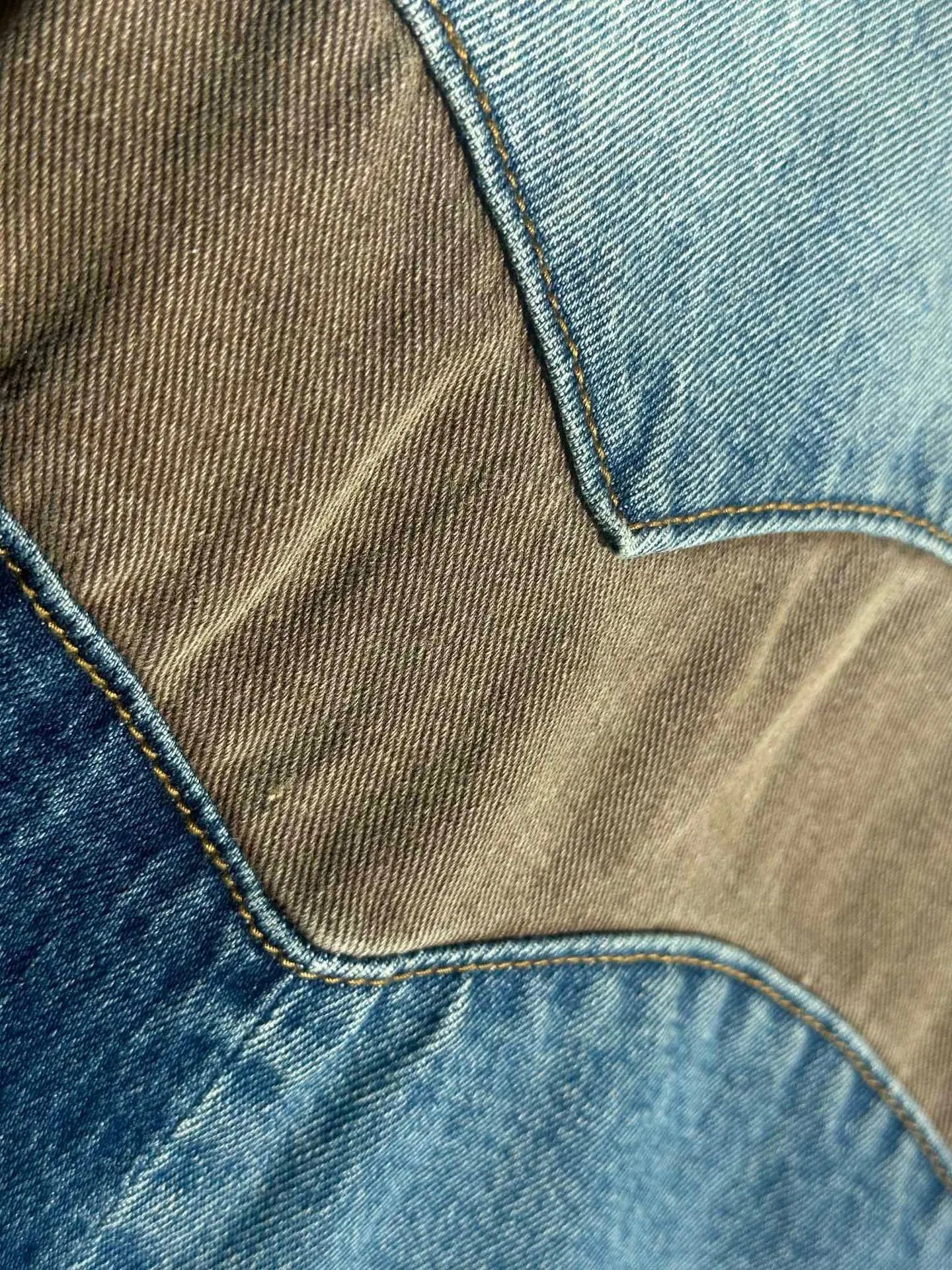 Evisu Denim Jacket with Signature M Logo Patchwork Blue - 12