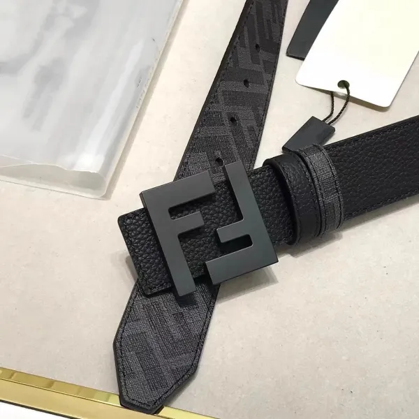 Fendi FF Logo Buckle Leather Belt Black - 9