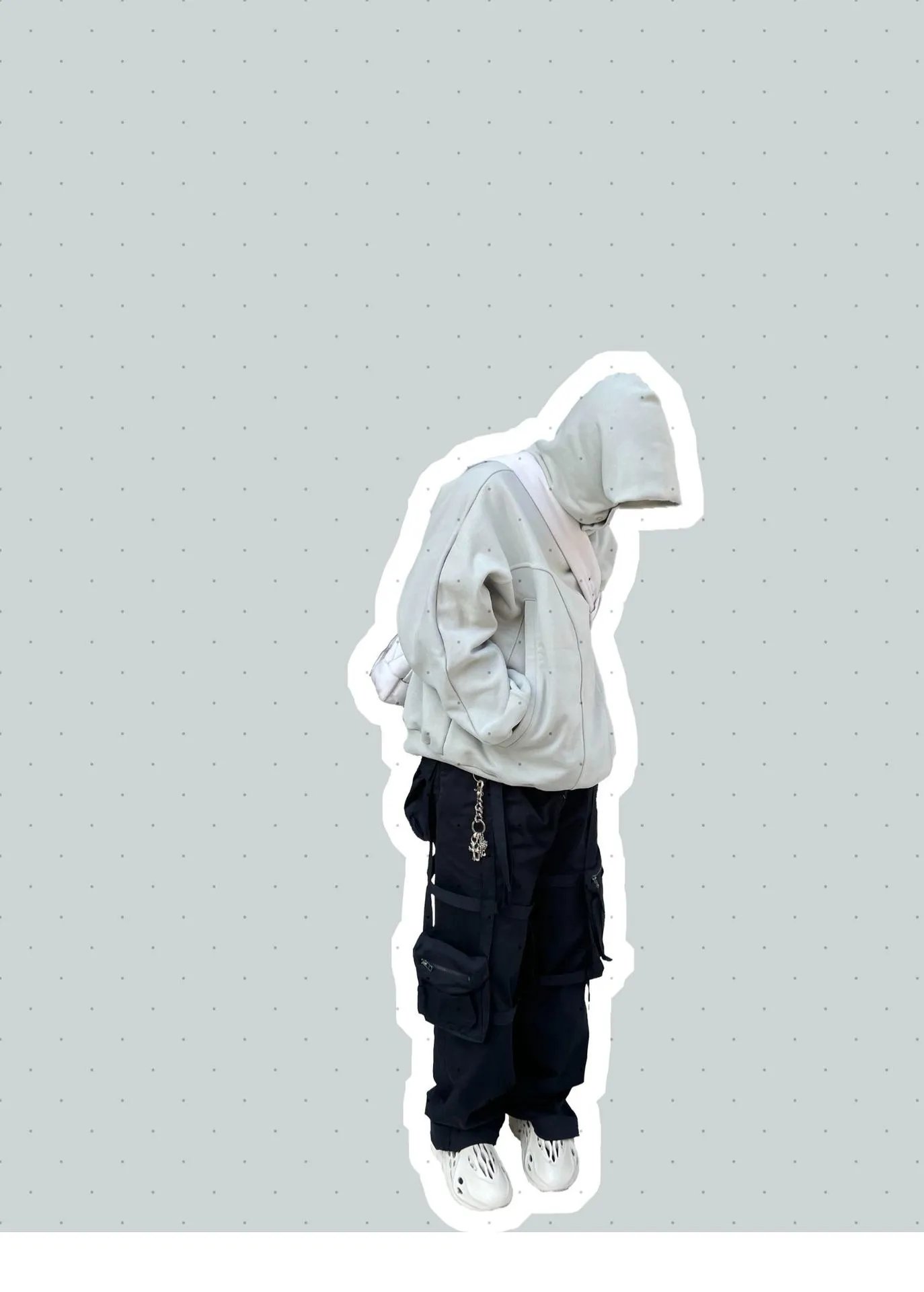 Design Oversized Hooded Sweatshirt in Charcoal Gray Hoodie - 11