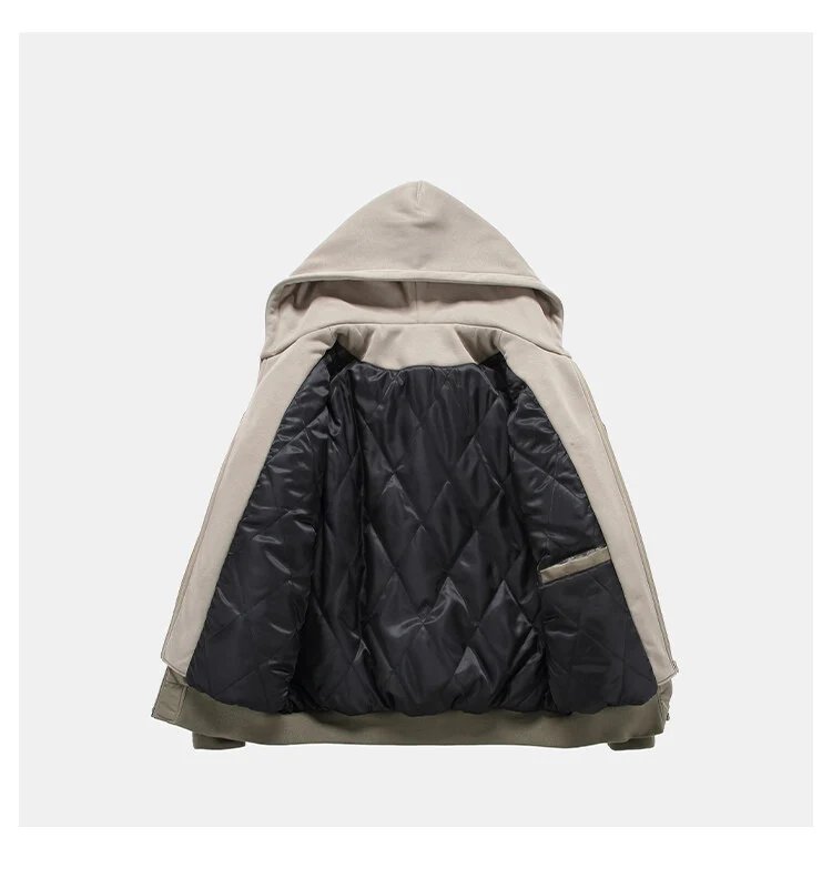 Design Hooded Bomber Jacket Olive Green Outerwear - 3