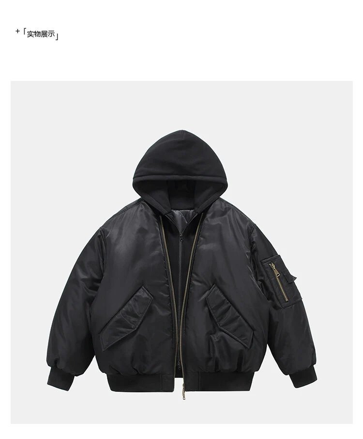Design Hooded Bomber Jacket Olive Green Outerwear - 9
