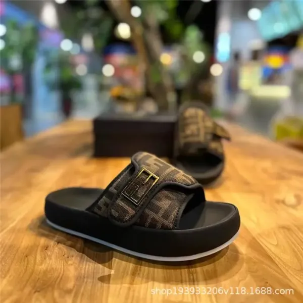 Fendi FF Logo Slide Sandals Multicolor Slippers - 4