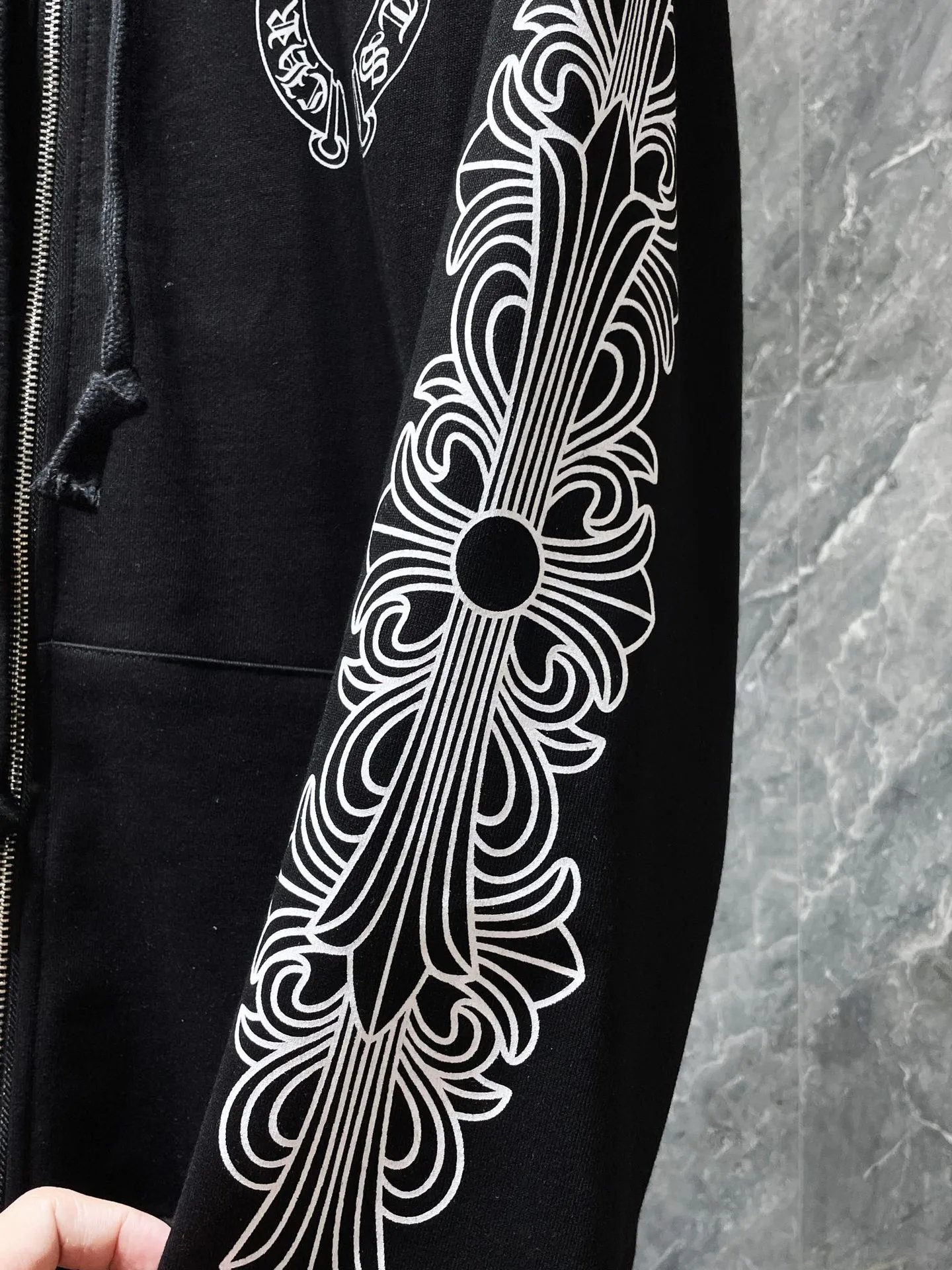 Chrome Hearts Floral Sleeve Zip-Up Hoodie White - 17