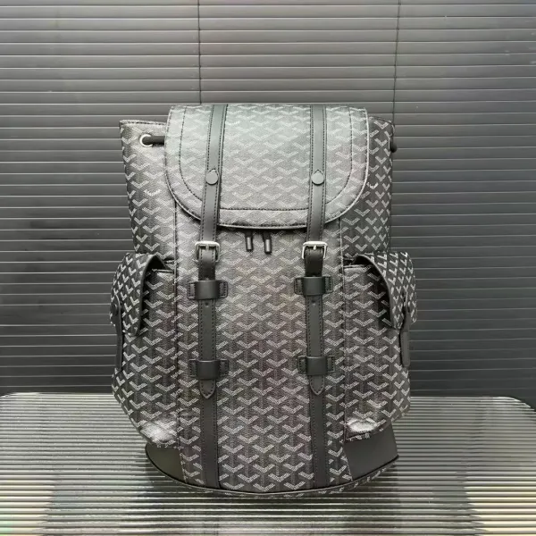 Goyard Saint Louis Backpack Graphite Gray with Cognac Leather Trim - 6