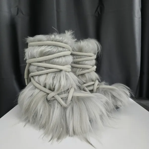 Design Fur Wrap Boots White Ankle Boots - 8