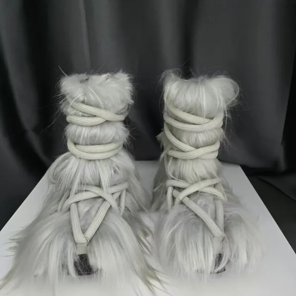 Design Fur Wrap Boots White Ankle Boots - 20