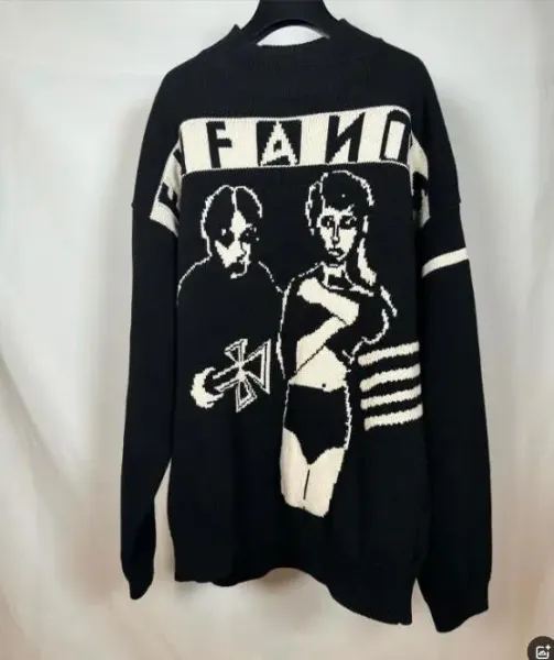 Design Fano Graphic Knit Sweater Black and White - 19
