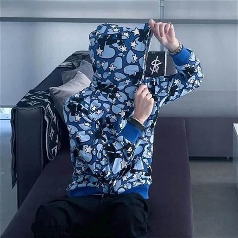 Design YL! Heart Star Print Zip-Up Hoodie Purple - 2
