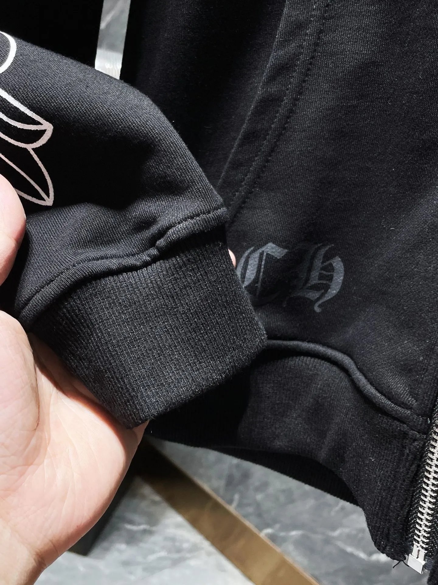 Chrome Hearts Floral Sleeve Zip-Up Hoodie White - 14