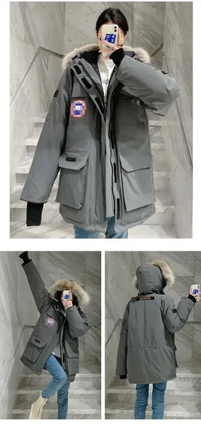 Canada Goose Parka Sky Blue with Real Wolf Fur Trim Hood Down Jacket - 23