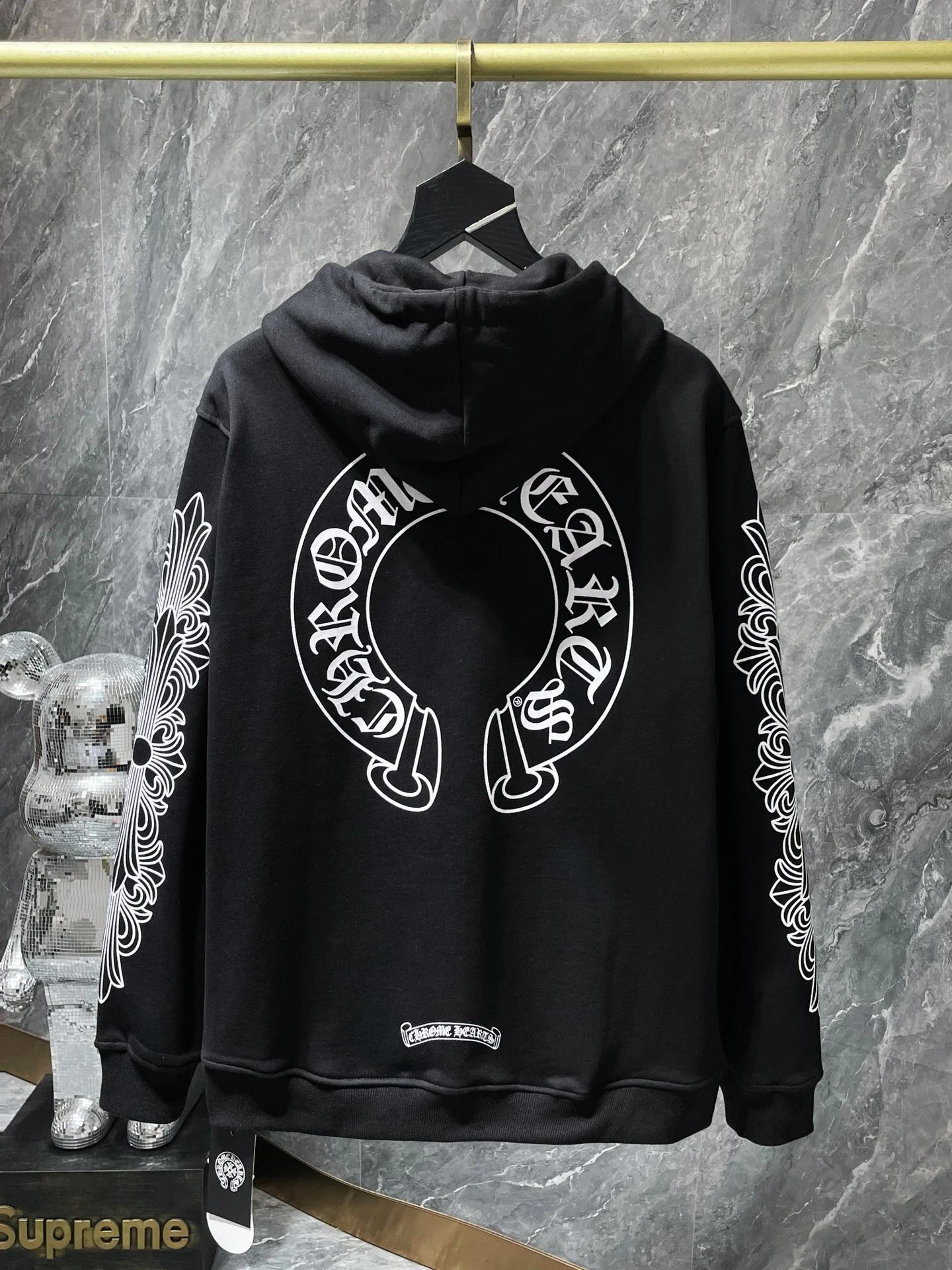 Chrome Hearts Floral Sleeve Zip-Up Hoodie White - 16
